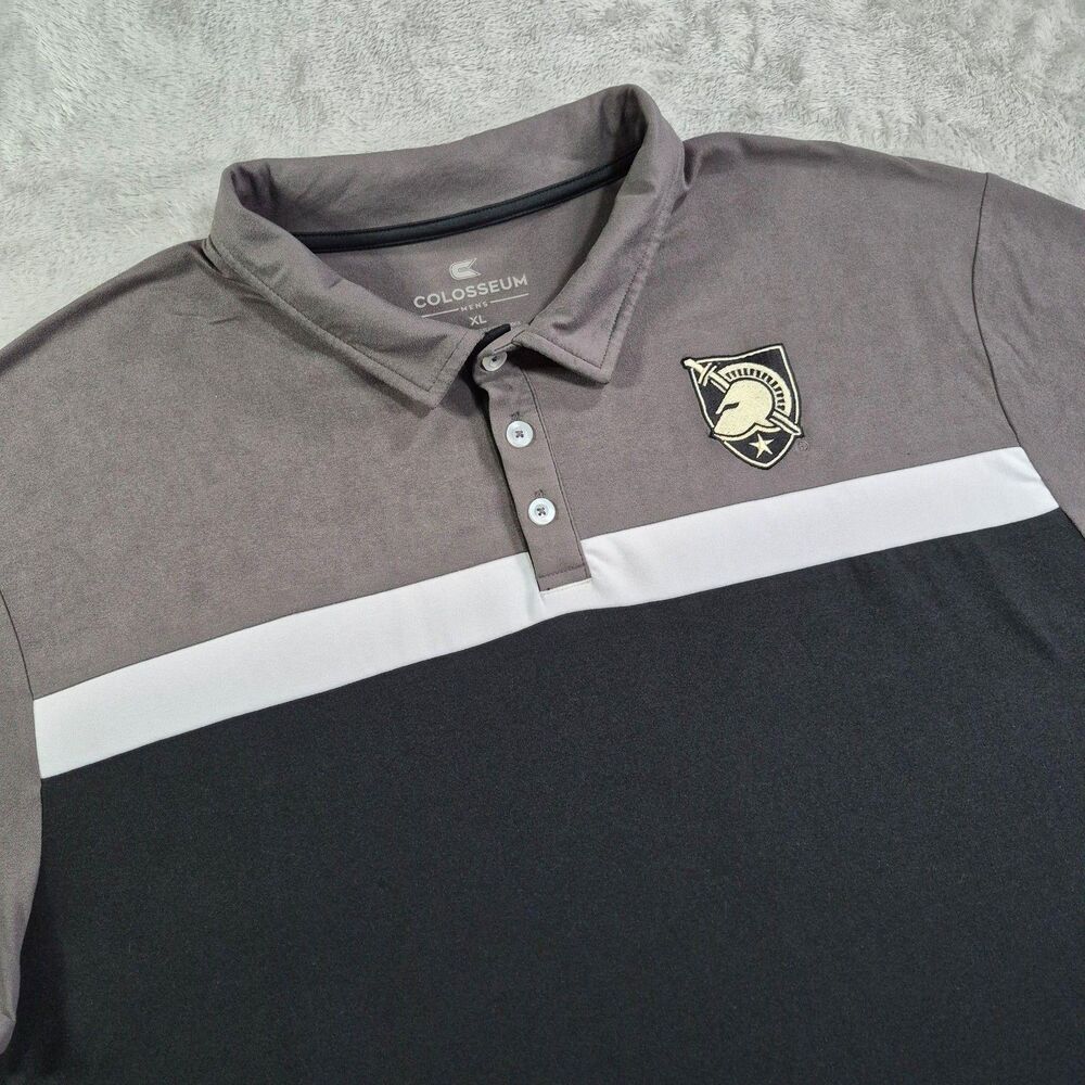 Army Black Knights Polo Shirt Mens XL Black Gray Striped NCAA Football Colosseum